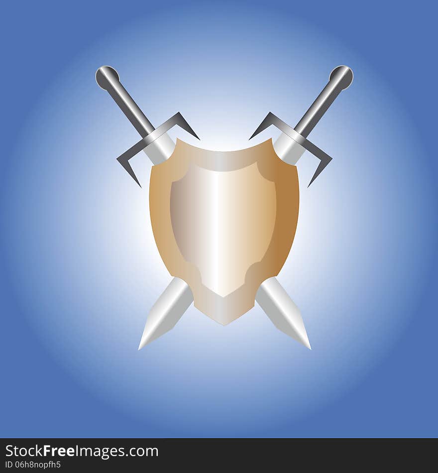 Shield and swords on a gradient background