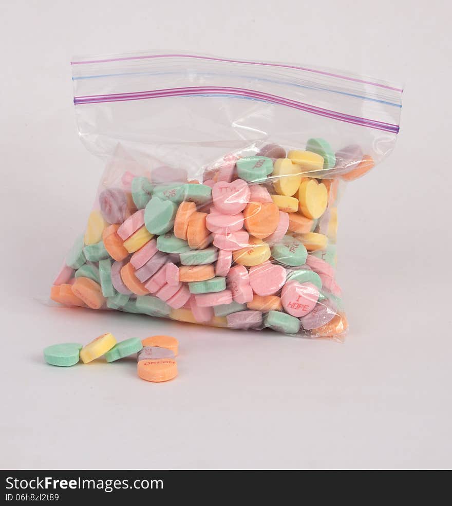 Candy Hearts in a Bag