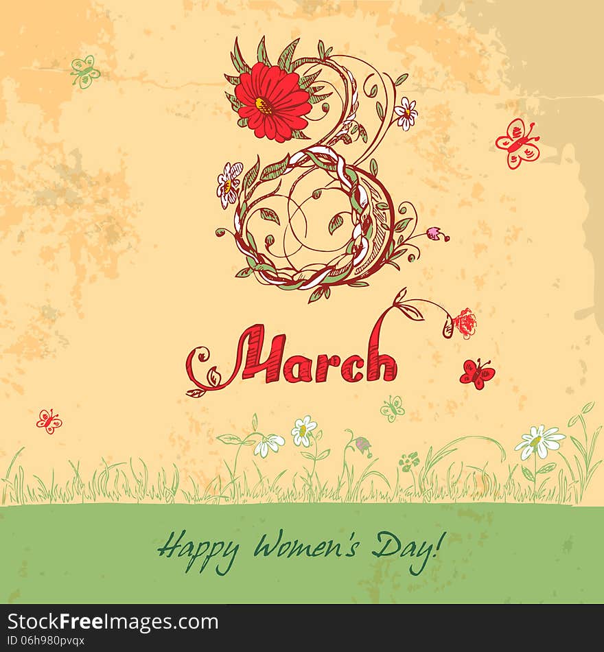 Women S Day March 8 Vintage Card