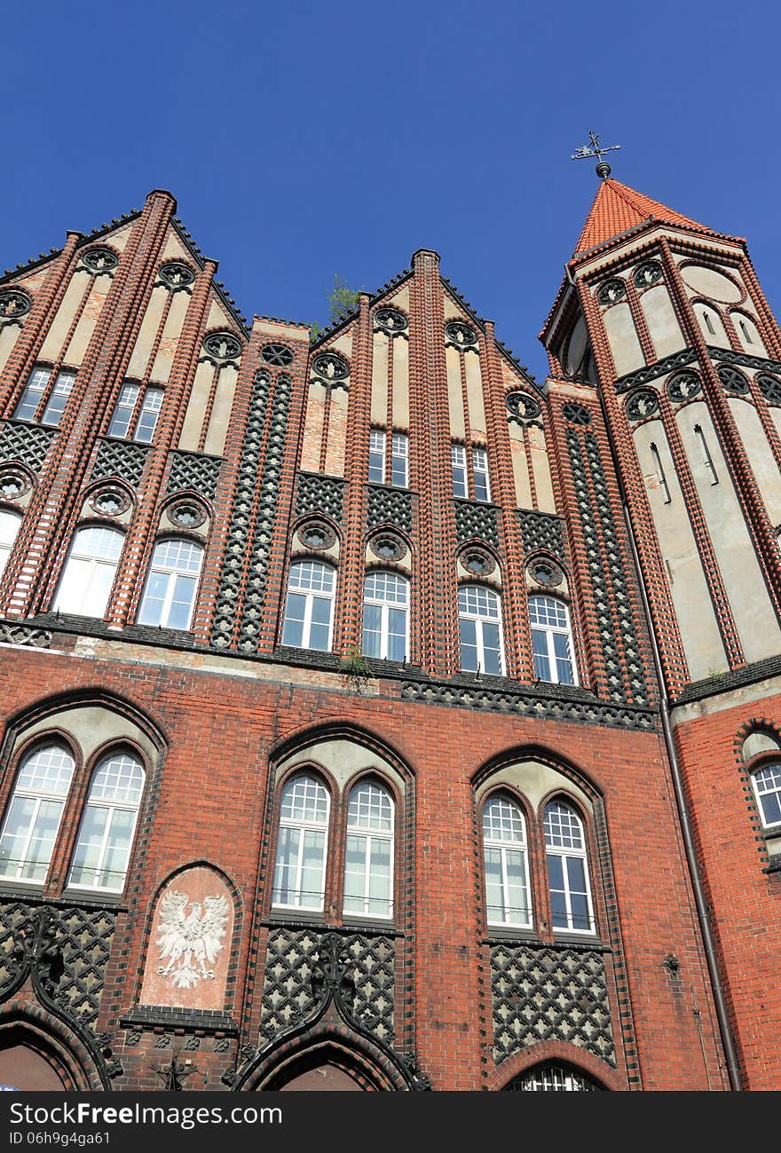 Historic post office building in Gliwice, Poland.