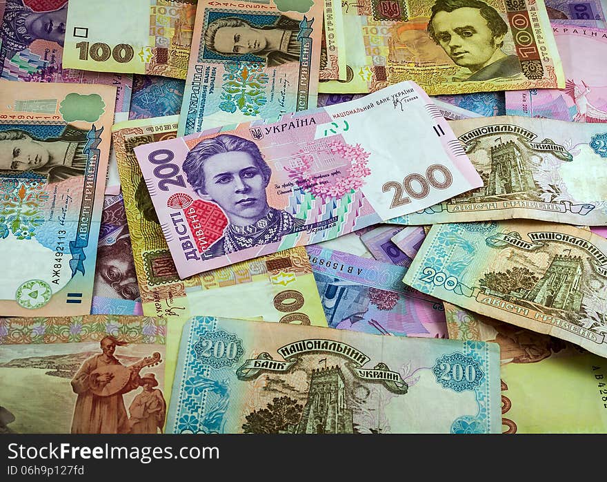 Ukrainian money background national notes