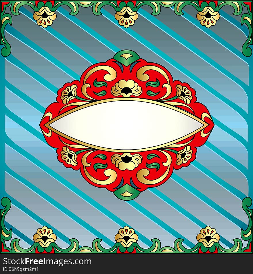 Background frame with vegetable voluminous gold(en) ornament. Background frame with vegetable voluminous gold(en) ornament