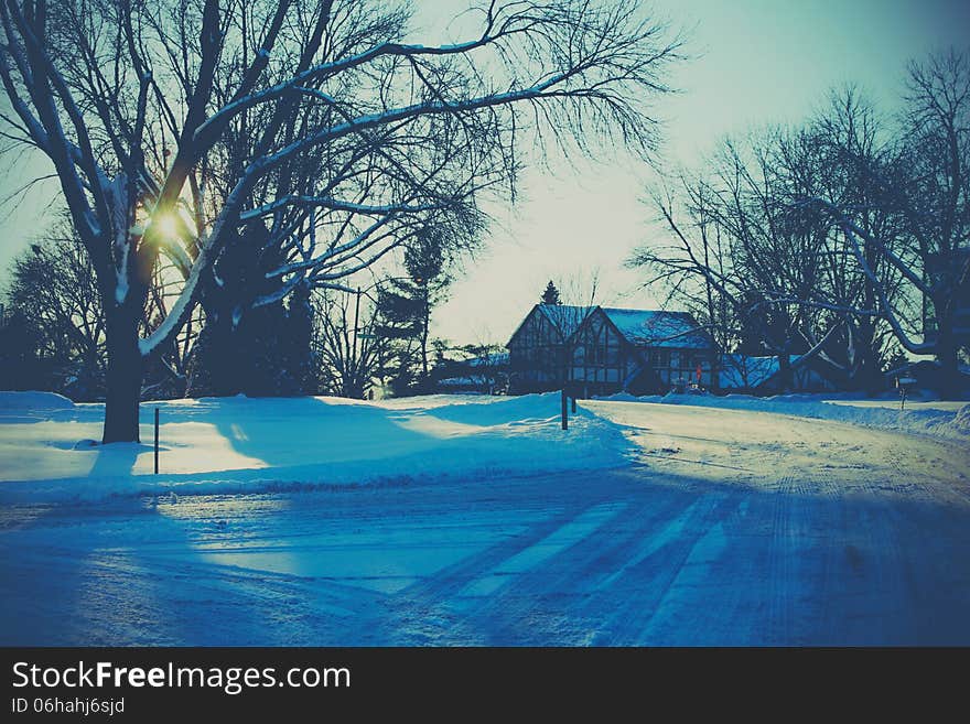 Winter landscape on the street