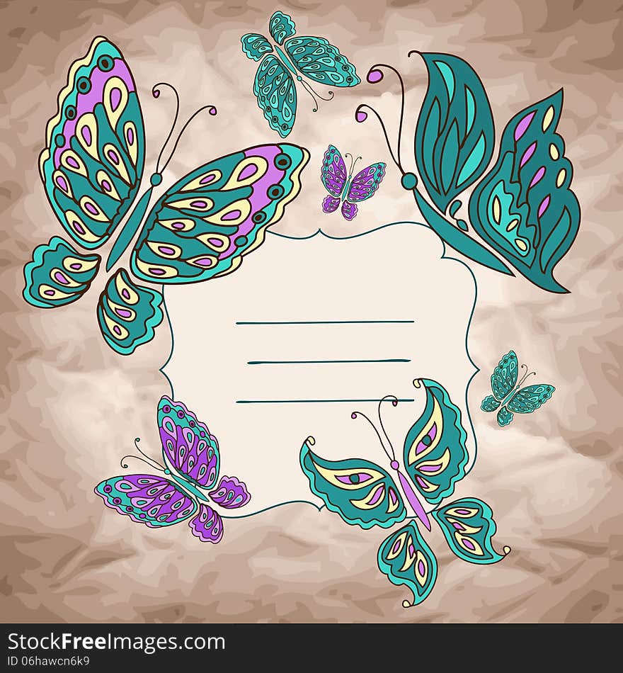 Vignette background with butterfly . This is file of EPS8 format. Vignette background with butterfly . This is file of EPS8 format.