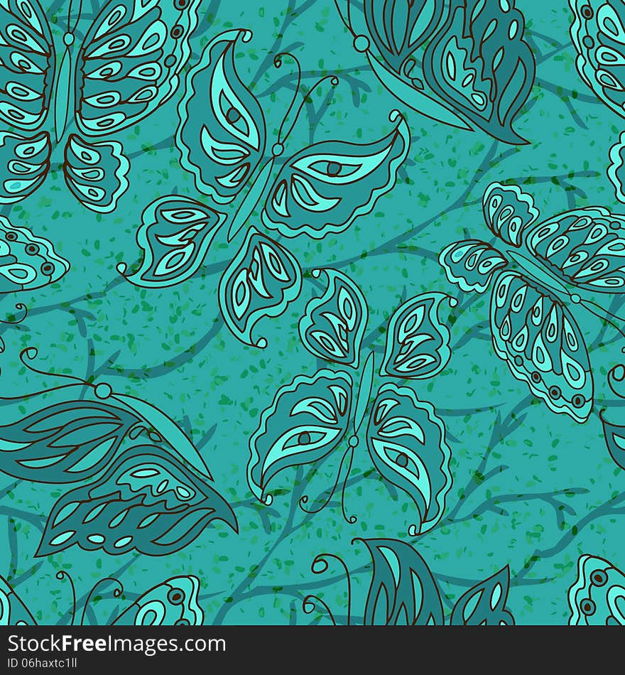 Vector seamless pattern with butterfly, eps10. Vector seamless pattern with butterfly, eps10