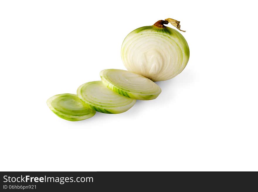 Bulbs of onion on a white background