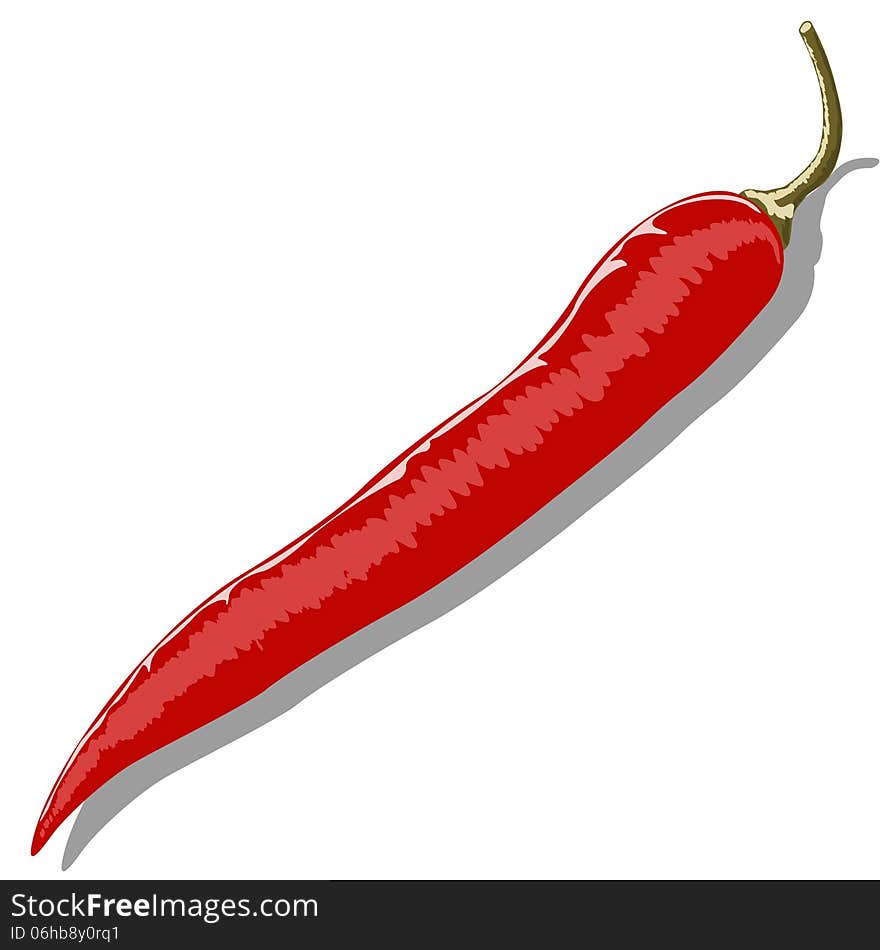 Red hot pepper isolated of white background