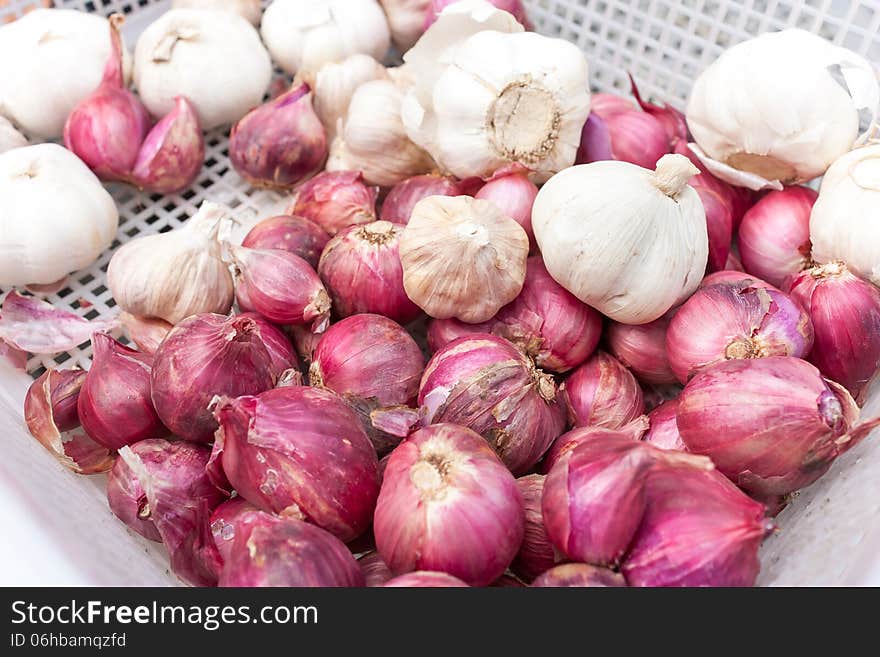 Red Onion And White Garlic