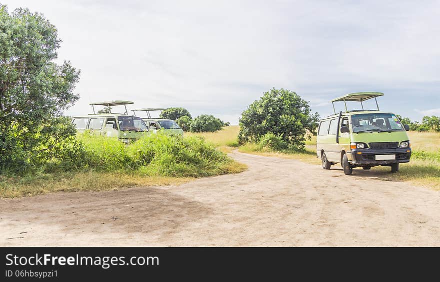 The cars used to carry tourists during a safari in kenya. The cars used to carry tourists during a safari in kenya