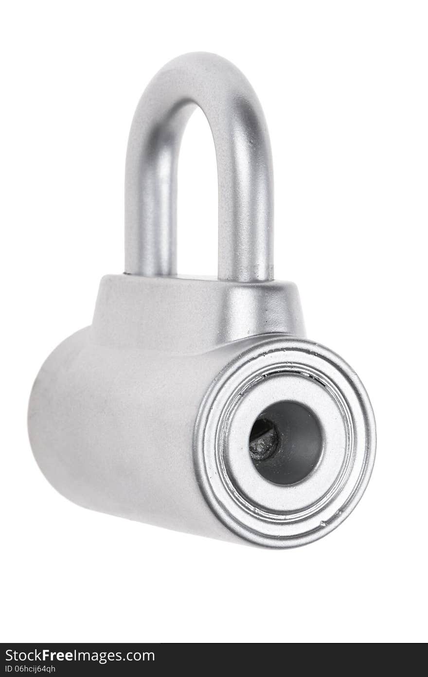 Chrome metal padlock isolated