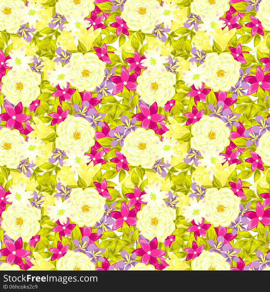 Vector seamless background with flowers. Vector seamless background with flowers