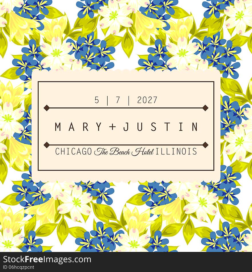 Wedding card or invitation with abstract floral background