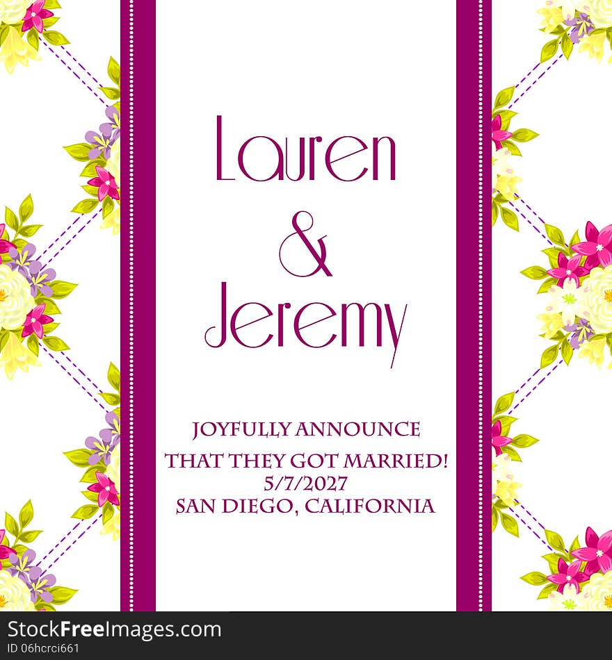 Wedding card or invitation with abstract floral background