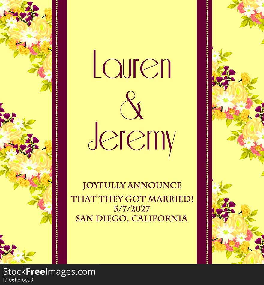 Wedding card or invitation with abstract floral background