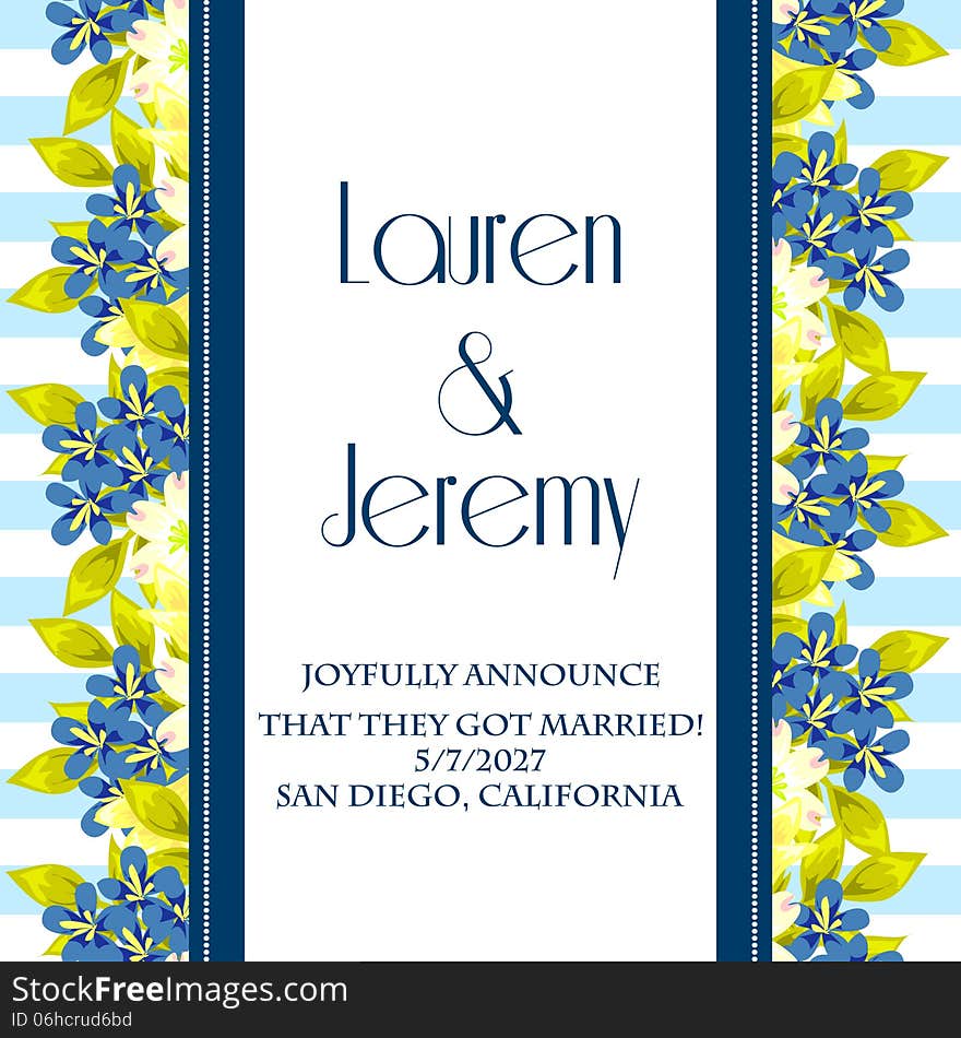 Wedding card or invitation with abstract floral background