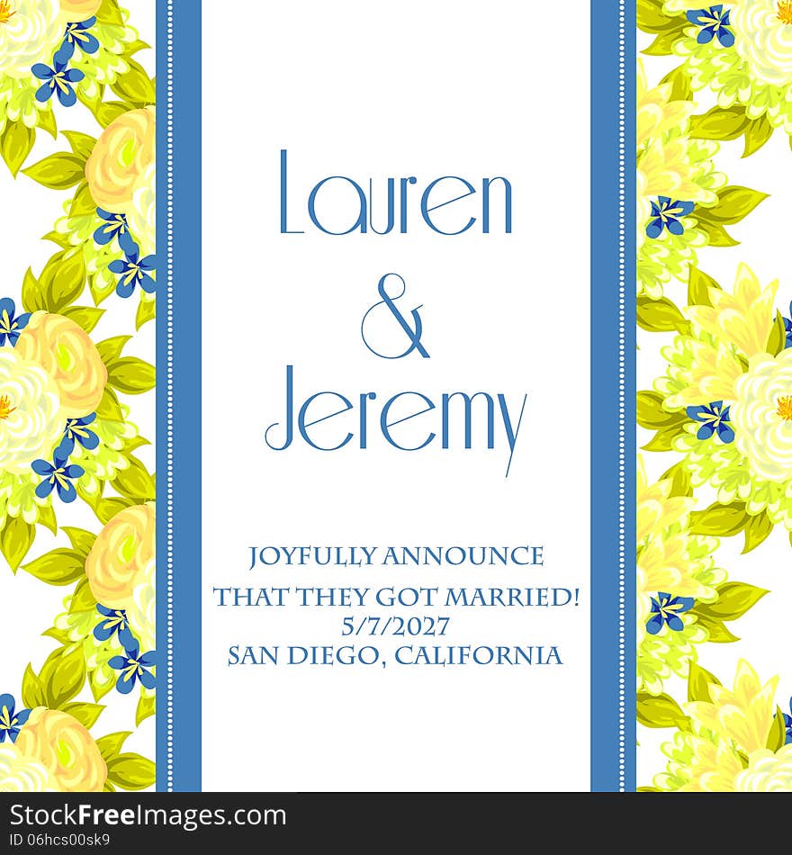 Wedding card or invitation with abstract floral background