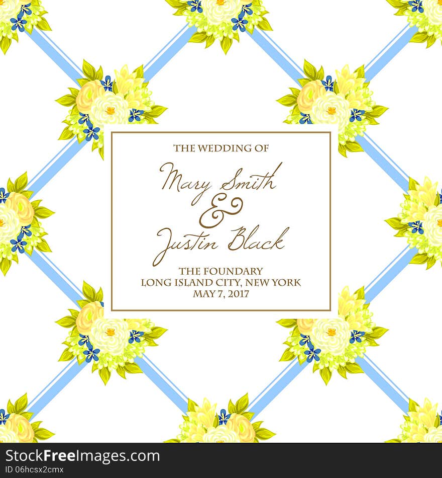 Wedding card or invitation with abstract floral background