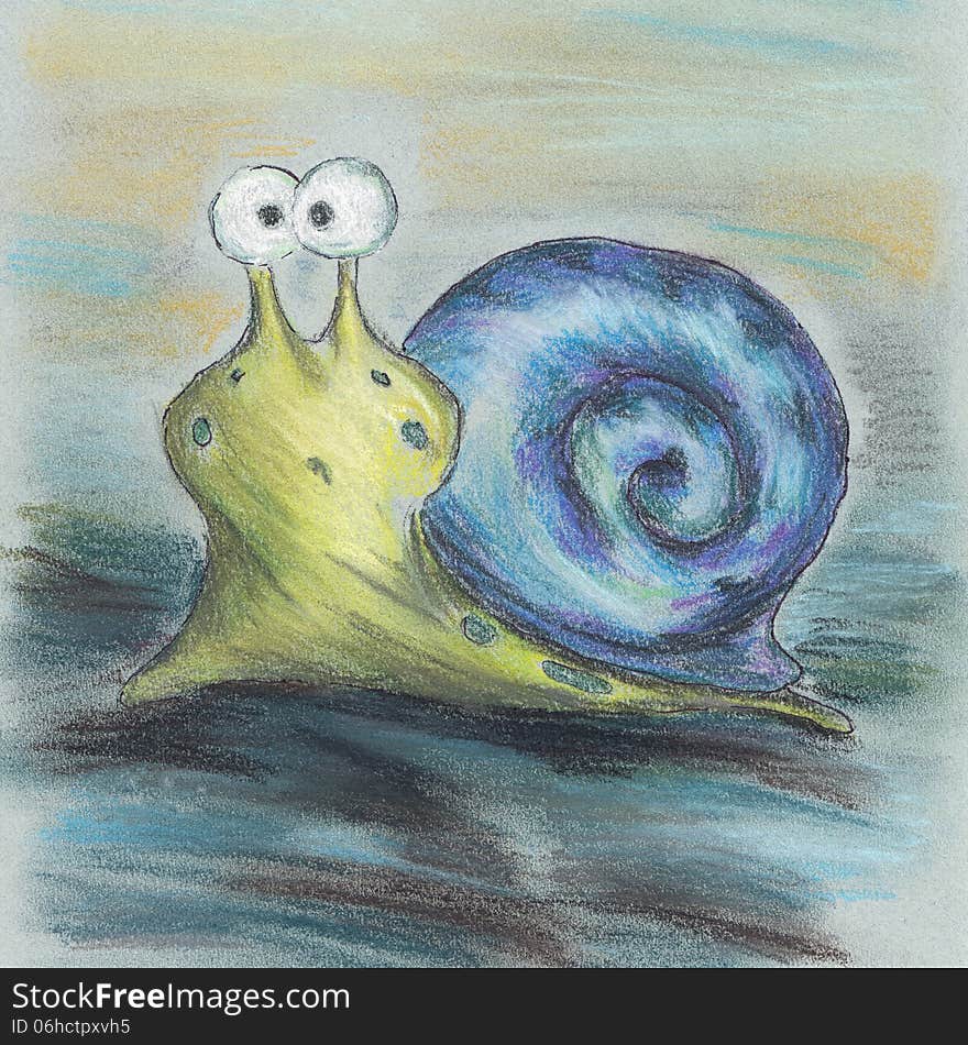 Blue snail cartoon