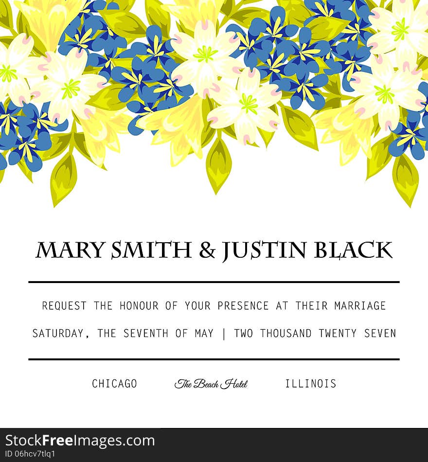 Wedding card or invitation with abstract floral background