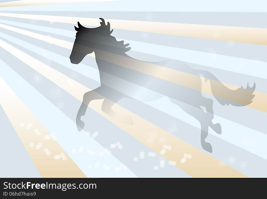 Abstract background with running horse over retro background with shimmering bubbles - illustration. Abstract background with running horse over retro background with shimmering bubbles - illustration