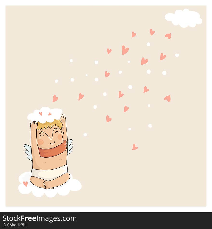 Card for valentine day with cute cupids in vector. Card for valentine day with cute cupids in vector.