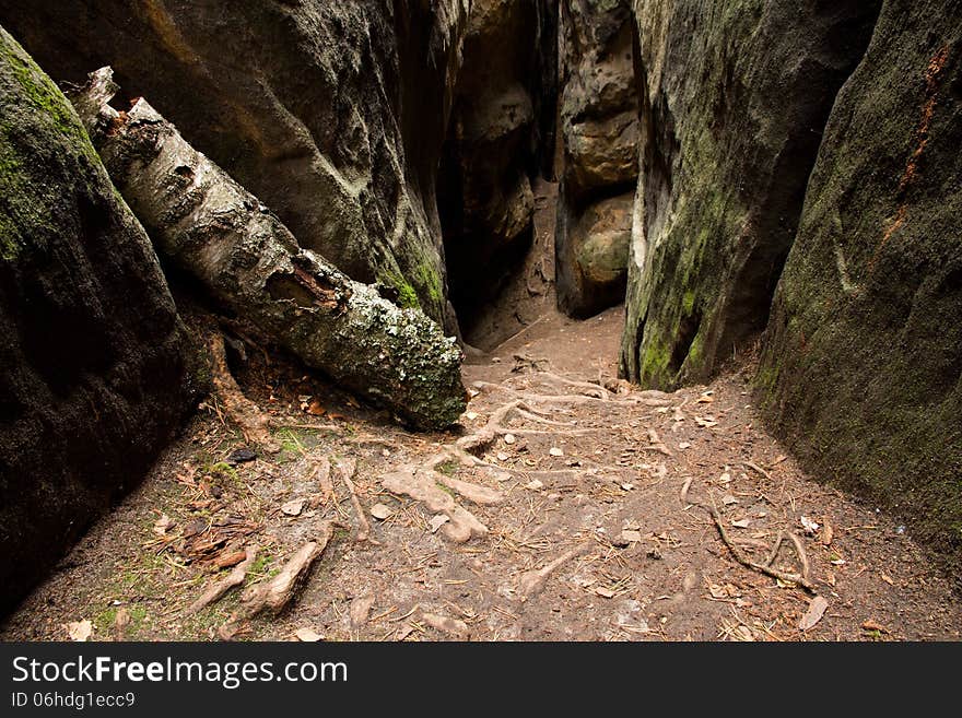 Road disappearing in the rocks