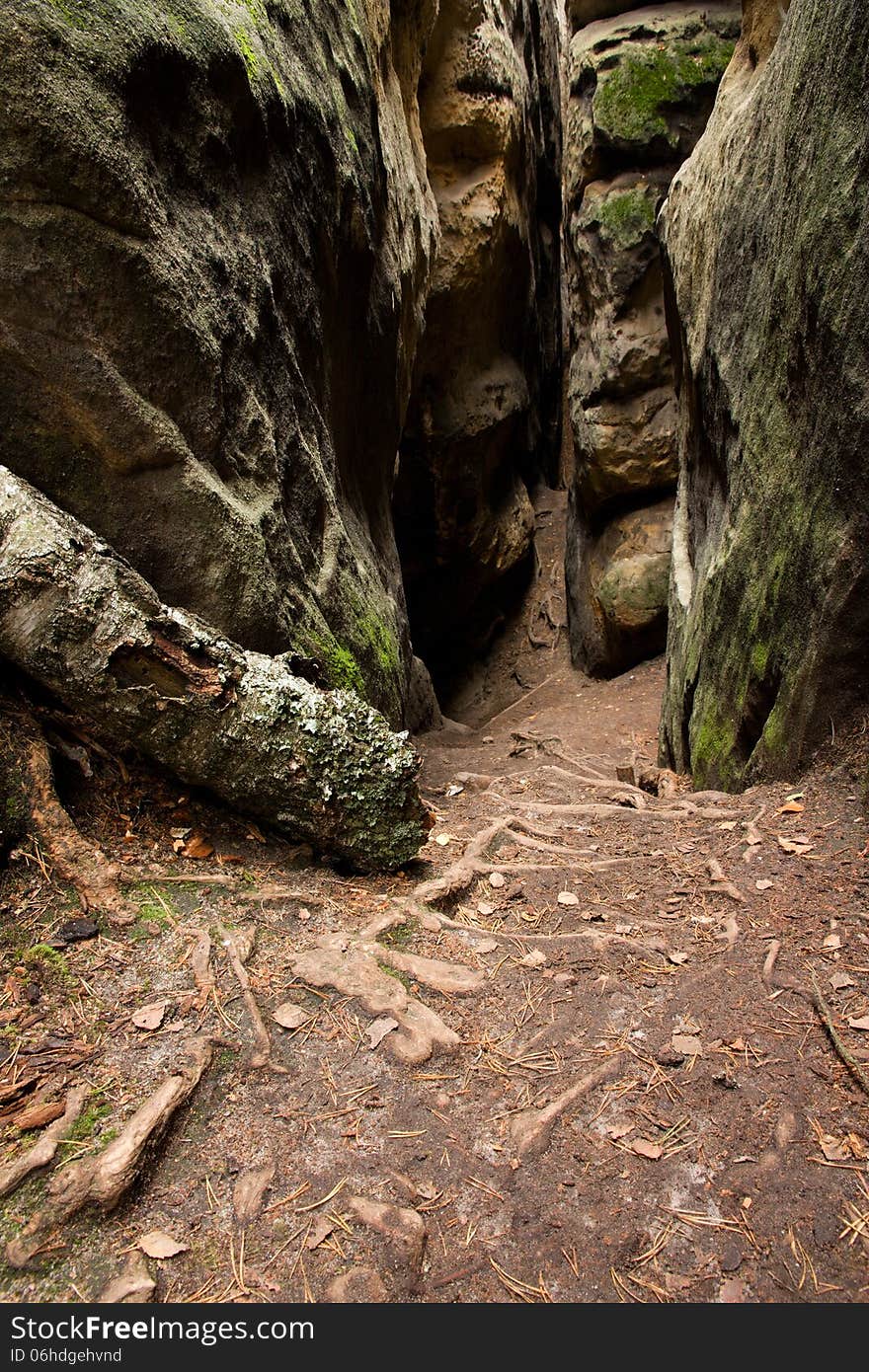 Narrow path in the rocks