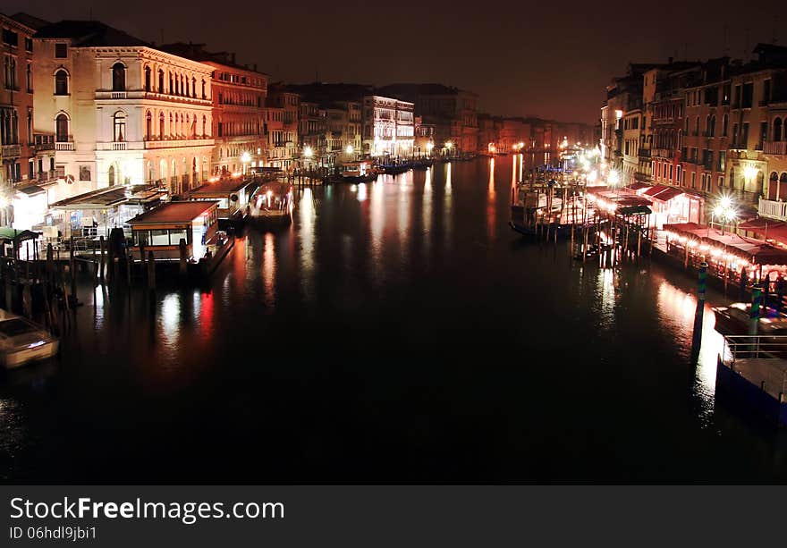 After sunset view from Rialto bridge in Venice. After sunset view from Rialto bridge in Venice