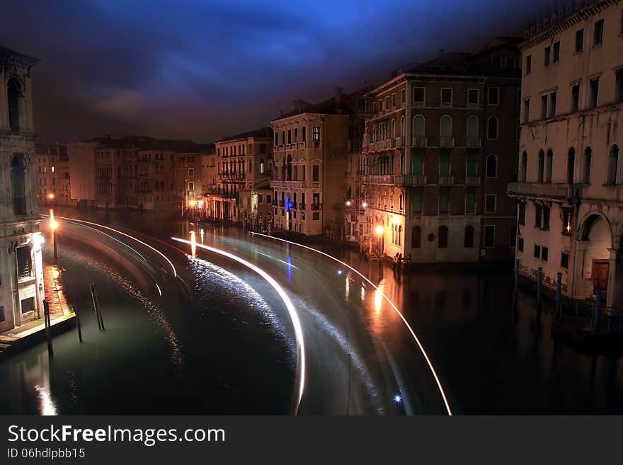 After sunset view from Rialto bridge in Venice. After sunset view from Rialto bridge in Venice