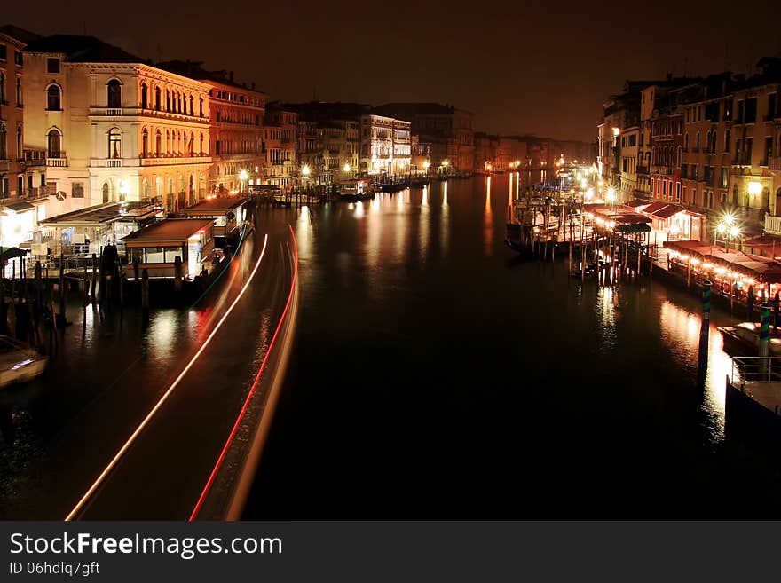 After sunset view from Rialto bridge in Venice. After sunset view from Rialto bridge in Venice