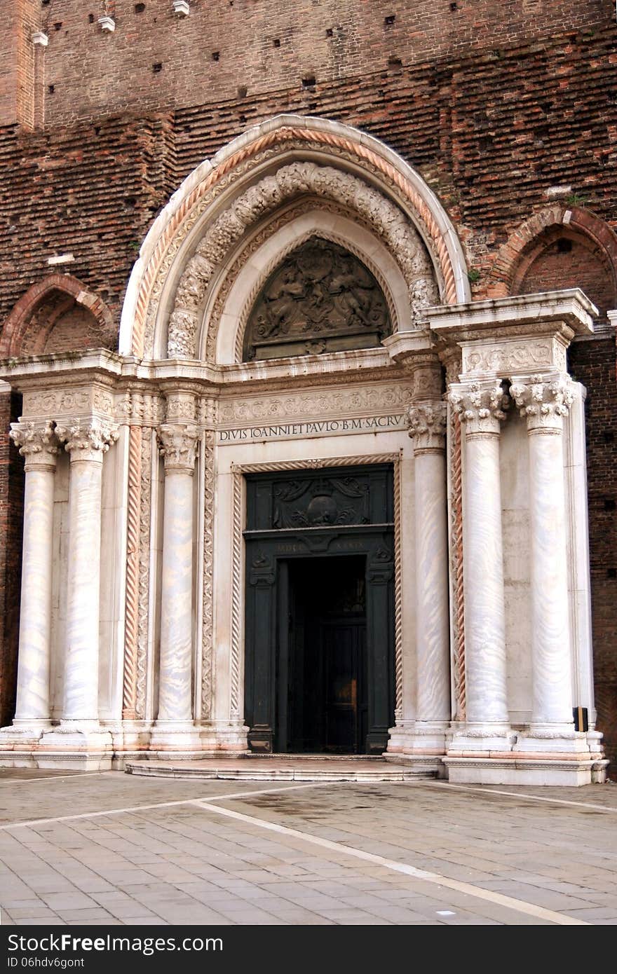 Entry door church in Venice. Entry door church in Venice