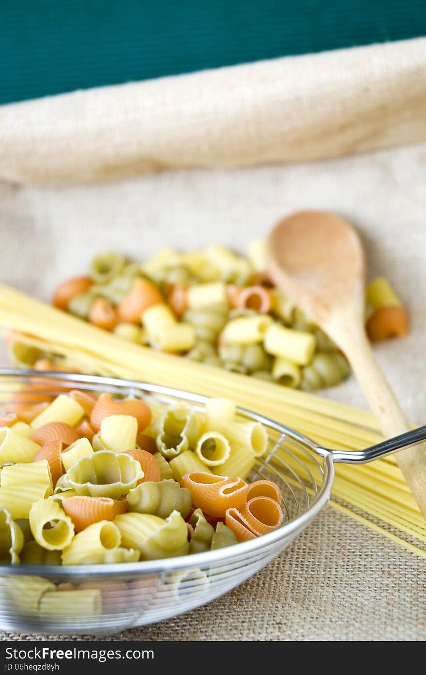 Uncooked Pasta In Kitchenware