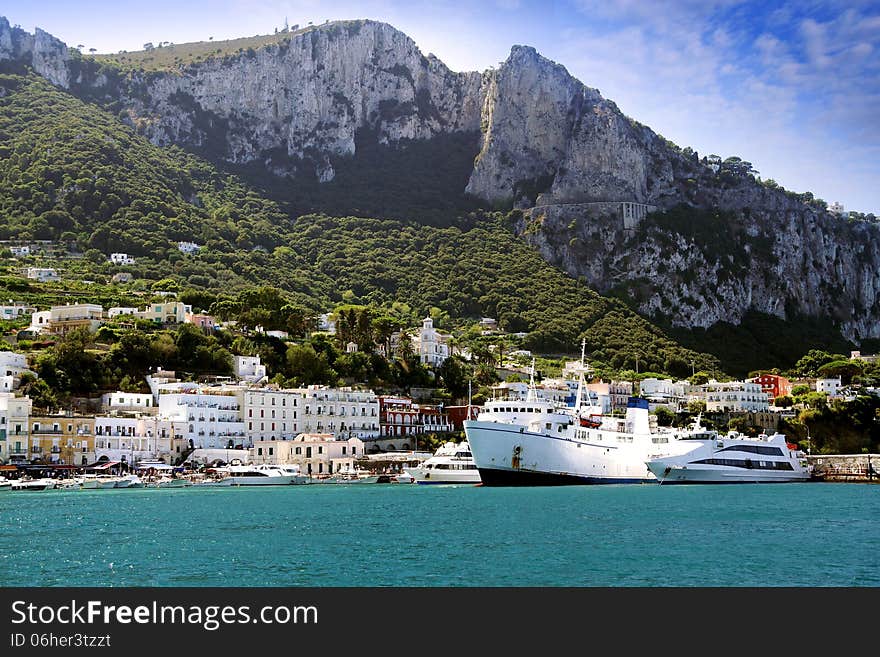 Marina grande in the coast of Capri island in Italy