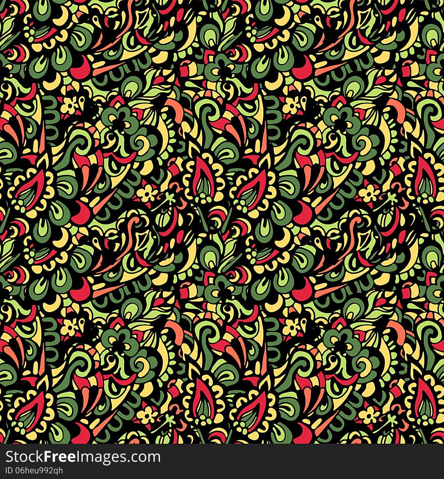 Seamless colorful paisley vector pattern