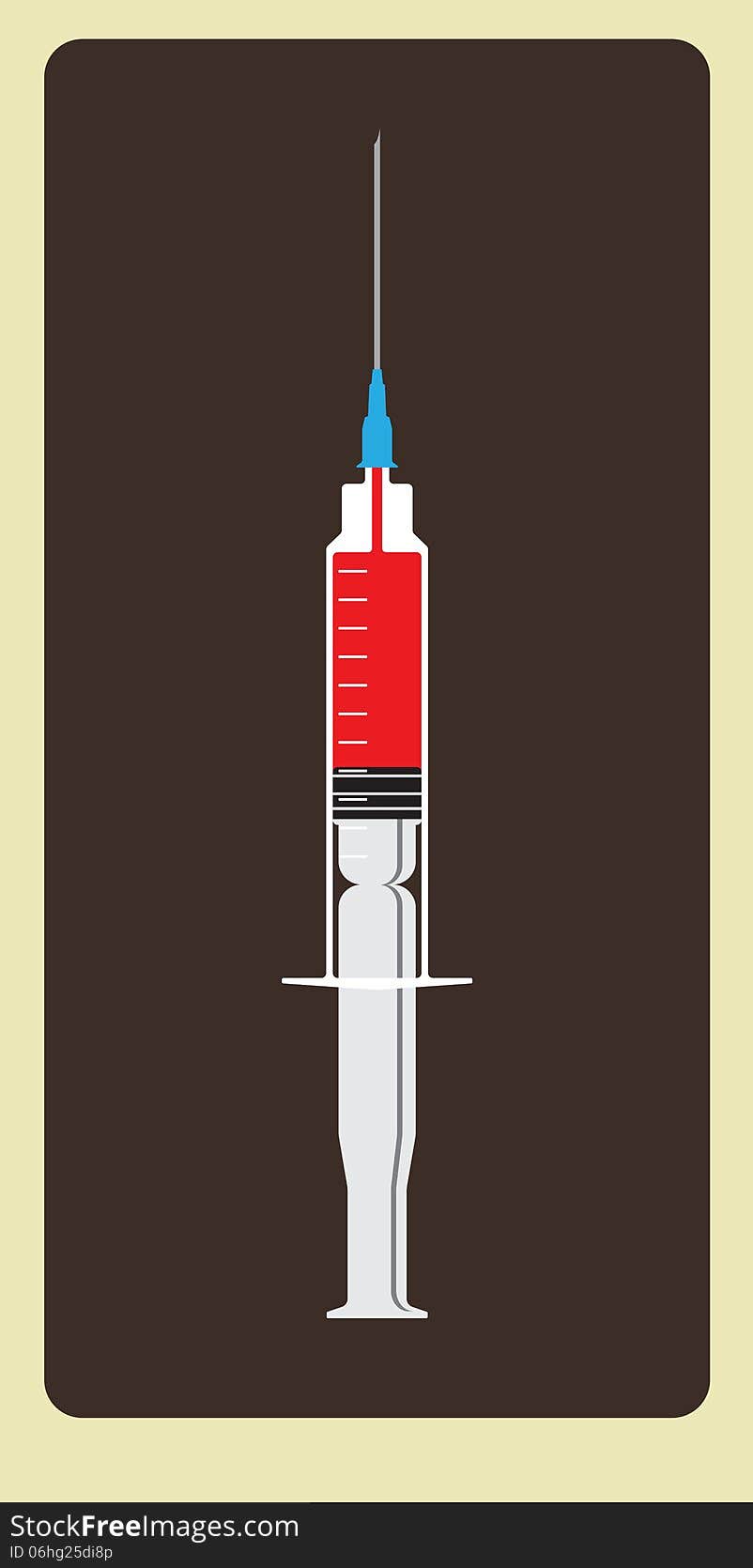 Vector syringe and needle over brown background