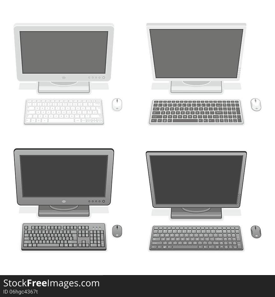 Computer Isolated on White Background. Vector