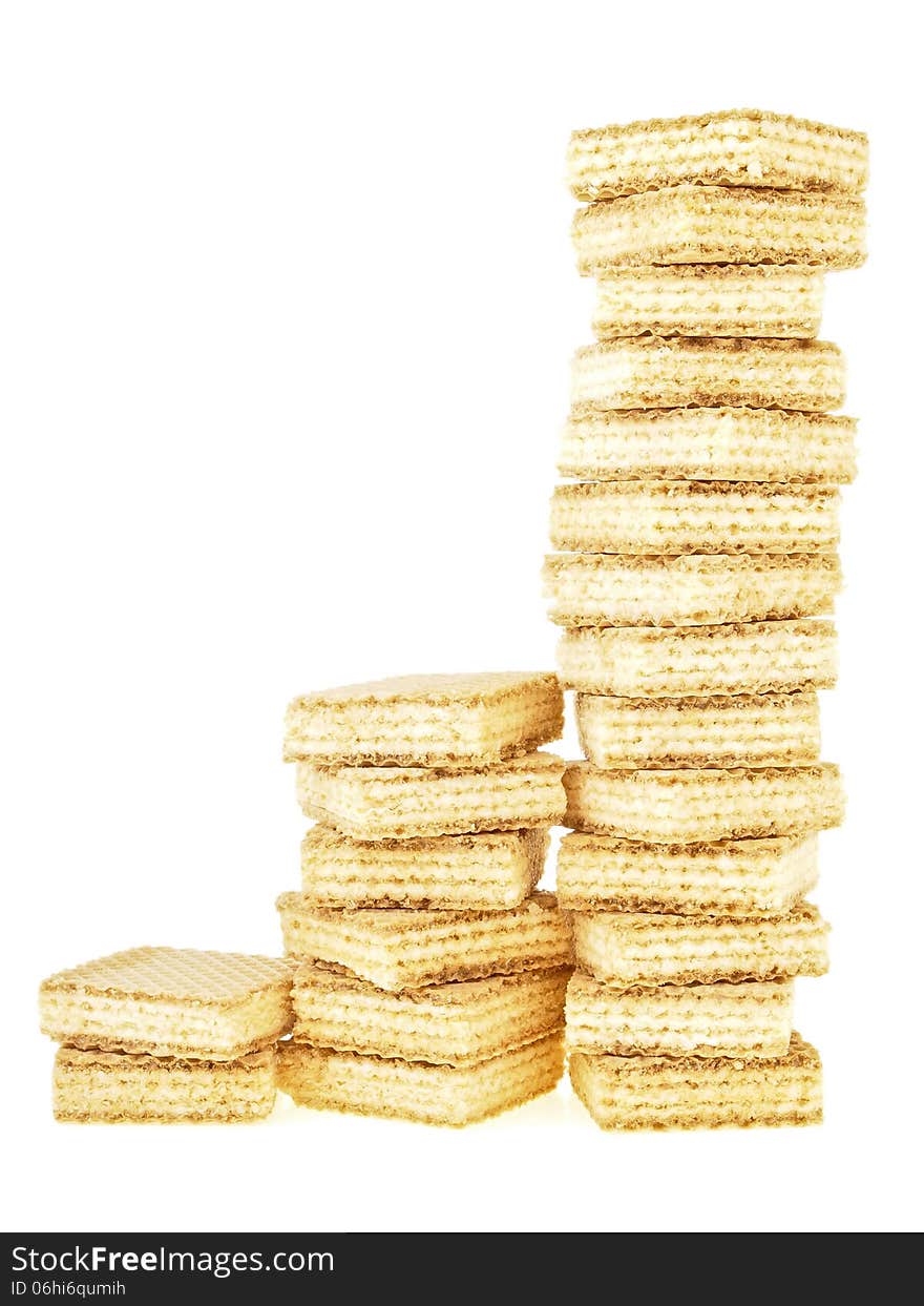 Three step high increase of disordered stack wafer as bar graph on white background. Three step high increase of disordered stack wafer as bar graph on white background