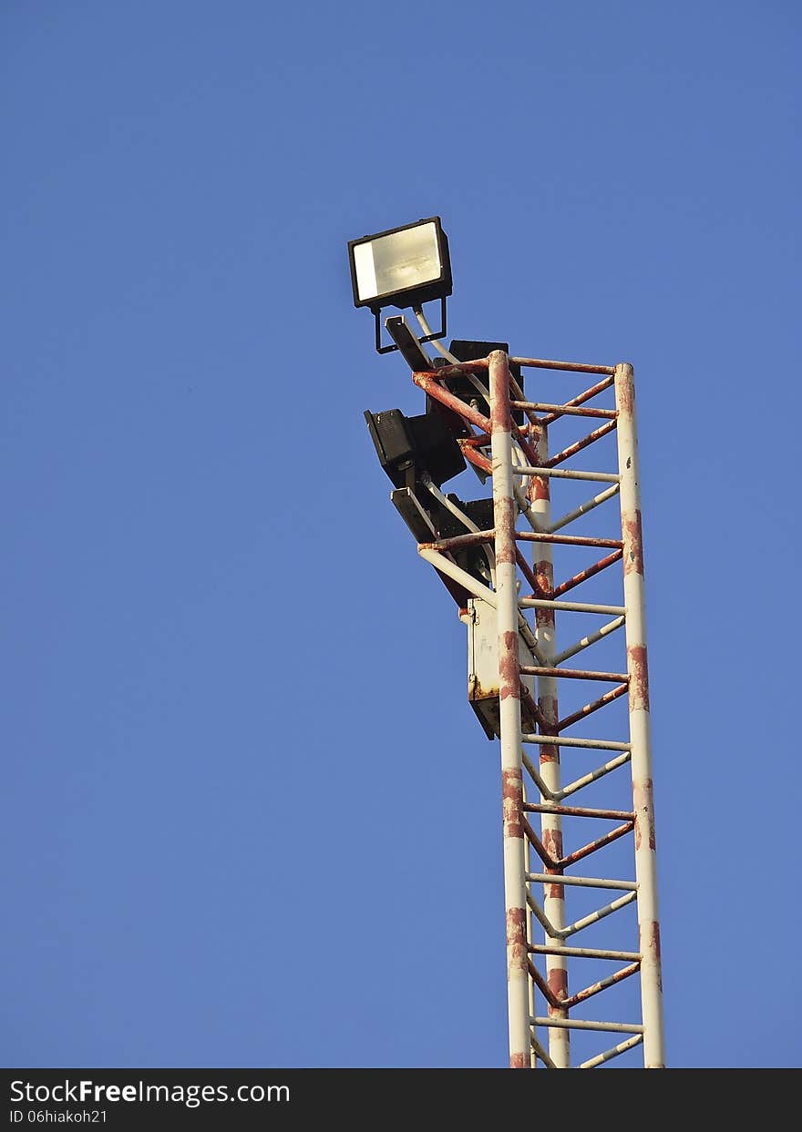 Blue Floodlight Pole