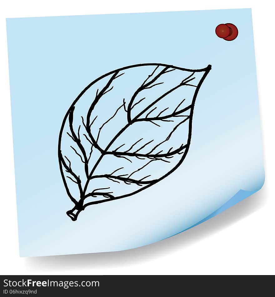 Drawing of leaves on sticky paper vector