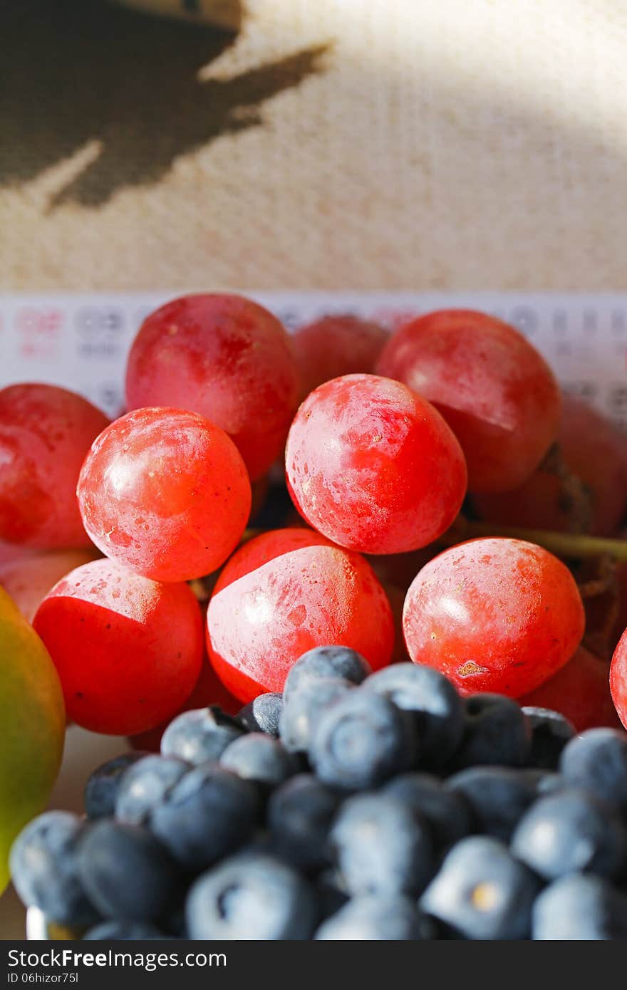 Blueberries and grapes