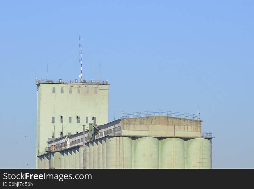 Industrial granary for wheat in big city