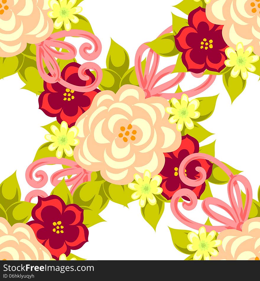 Vector seamless background with flowers. Vector seamless background with flowers