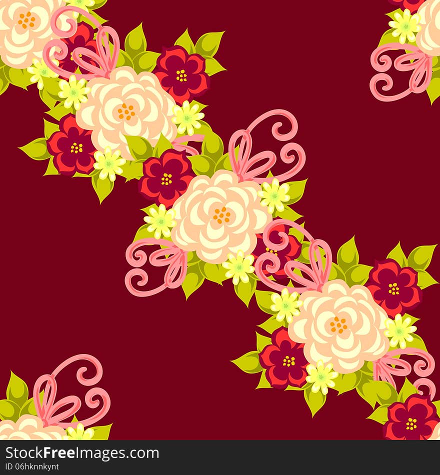 Vector seamless background with flowers. Vector seamless background with flowers