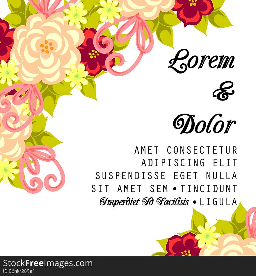 Wedding card or invitation with abstract floral background