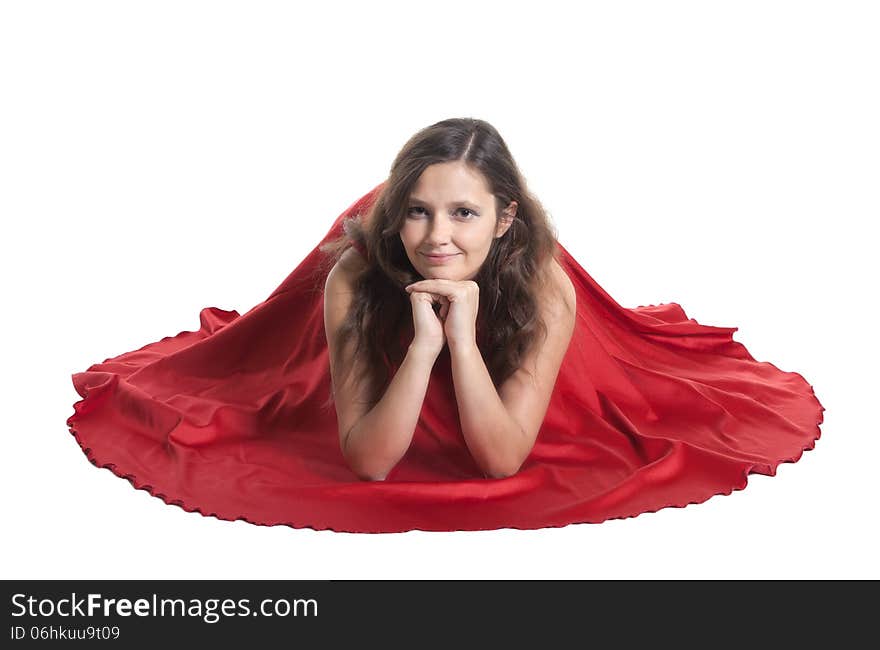 Beautiful woman sitting on the floor