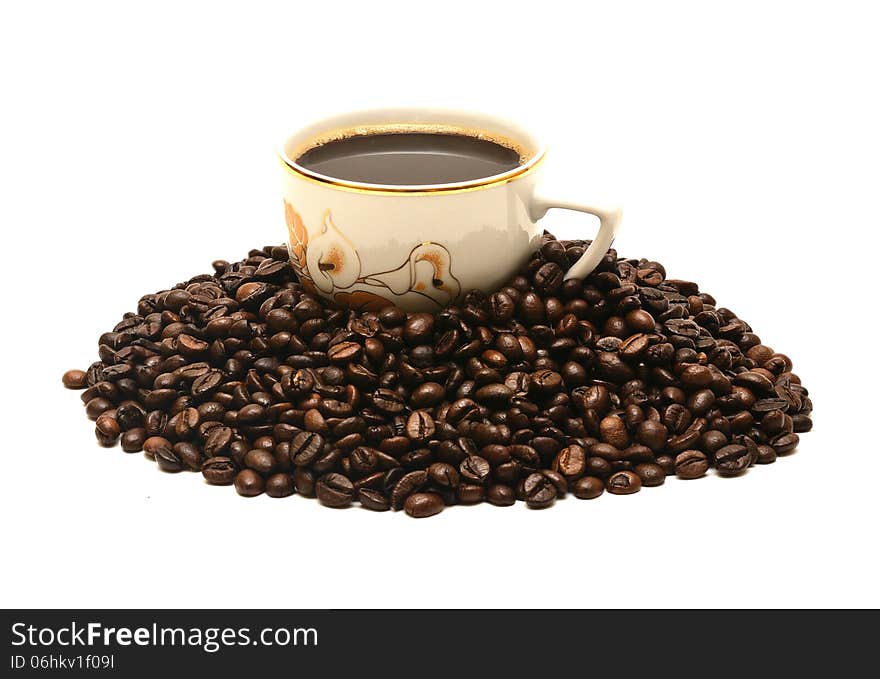 Coffee beans, cup of coffee, morning coffee, good mood, cheerfulnes, aroma of coffee