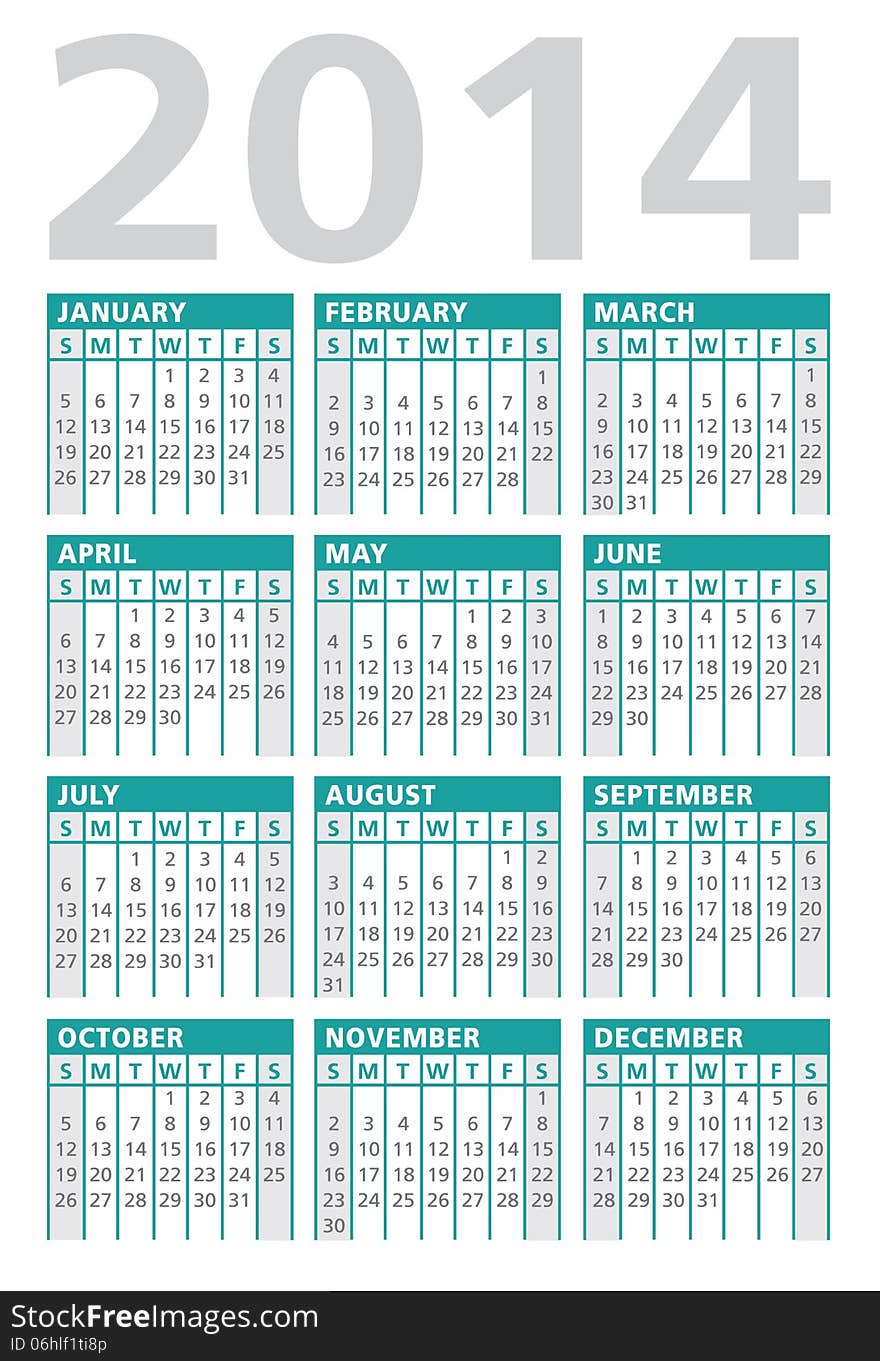 Calendar 2014 turquoise