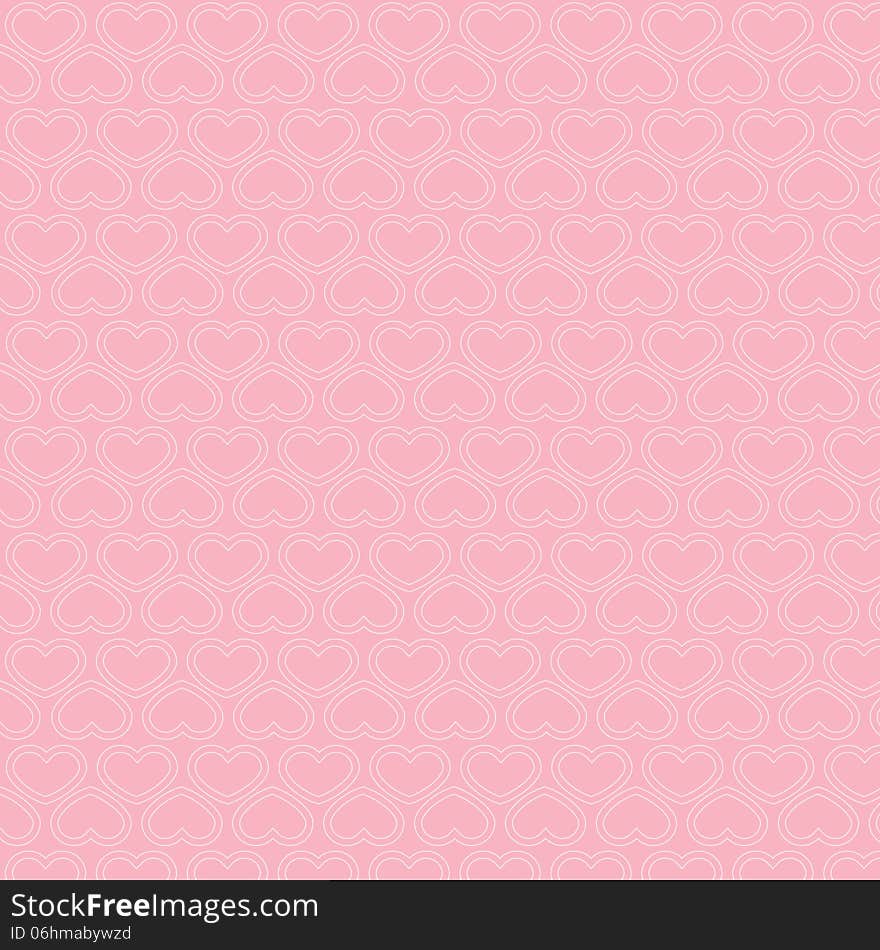 Pattern from Hearts with Thin Contour, vector