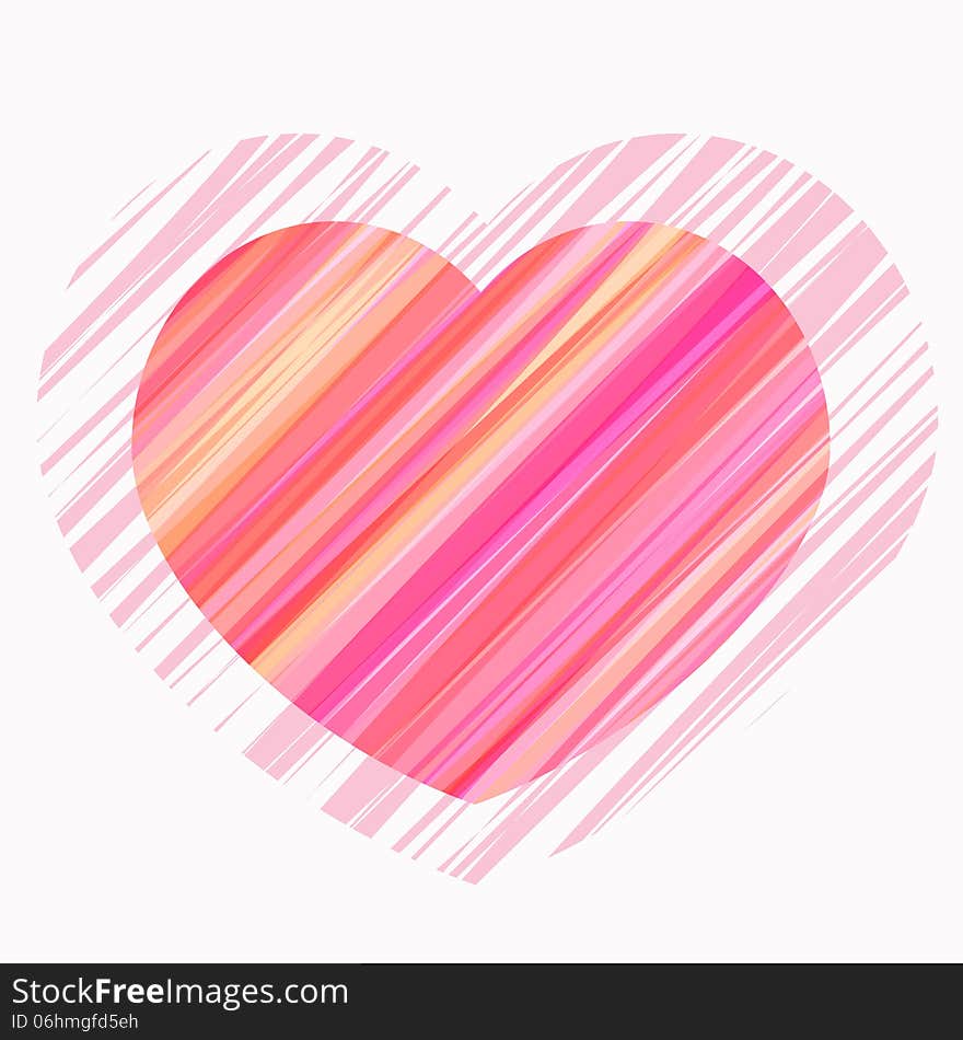 Painted Heart in Shades of Red, Pink, vector