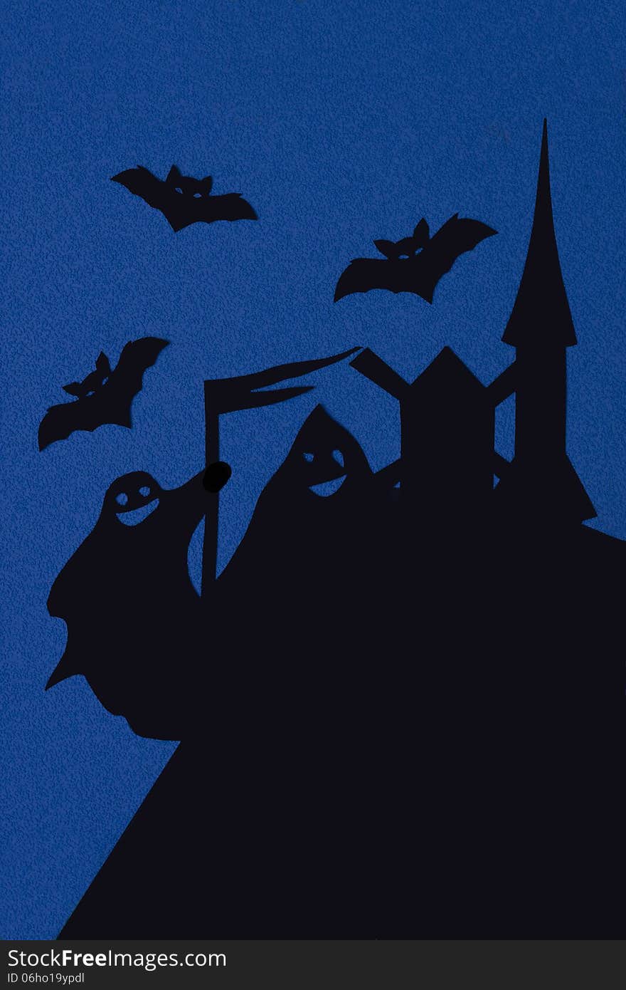 Black silhouettes of buildings ghosts on a blue background. Black silhouettes of buildings ghosts on a blue background